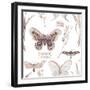 Watercolor Butterfly Pattern-Eisfrei-Framed Art Print