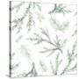 Watercolor Christmas Tree Branches Seamless Pattern. Hand Painted Texture with Fir-Needle Natural E-Eisfrei-Stretched Canvas