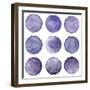 Watercolor Circles Collection Gray and Navy Blue Colors. Watercolor Stains Set Isolated on White Ba-Katsiaryna Chumakova-Framed Art Print