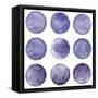 Watercolor Circles Collection Gray and Navy Blue Colors. Watercolor Stains Set Isolated on White Ba-Katsiaryna Chumakova-Framed Stretched Canvas