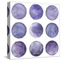 Watercolor Circles Collection Gray and Navy Blue Colors. Watercolor Stains Set Isolated on White Ba-Katsiaryna Chumakova-Stretched Canvas