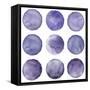 Watercolor Circles Collection Gray and Navy Blue Colors. Watercolor Stains Set Isolated on White Ba-Katsiaryna Chumakova-Framed Stretched Canvas