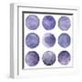 Watercolor Circles Collection Gray and Navy Blue Colors. Watercolor Stains Set Isolated on White Ba-Katsiaryna Chumakova-Framed Art Print