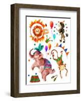 Watercolor Circus-tanycya-Framed Art Print