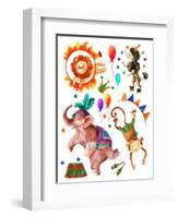 Watercolor Circus-tanycya-Framed Art Print