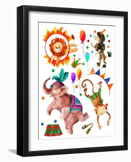 Watercolor Circus-tanycya-Framed Art Print