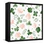 Watercolor Clover and Little Flowers Seamless Vector Pattern.-antalogiya-Framed Stretched Canvas