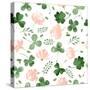 Watercolor Clover and Little Flowers Seamless Vector Pattern.-antalogiya-Stretched Canvas