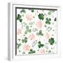 Watercolor Clover and Little Flowers Seamless Vector Pattern.-antalogiya-Framed Art Print