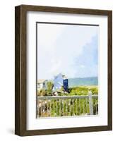 Watercolor Coastal Cottage-Nola James-Framed Art Print