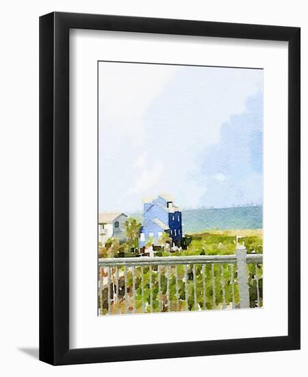 Watercolor Coastal Cottage-Nola James-Framed Art Print