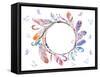 Watercolor Colorful Feathers Frame with Butterflies. Hand Drawn Boho Print for Wedding Card, Invita-Naticka-Framed Stretched Canvas