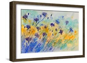 Watercolor Cornflowers-Pol Ledent-Framed Art Print