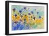 Watercolor Cornflowers-Pol Ledent-Framed Art Print