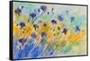 Watercolor Cornflowers-Pol Ledent-Framed Stretched Canvas