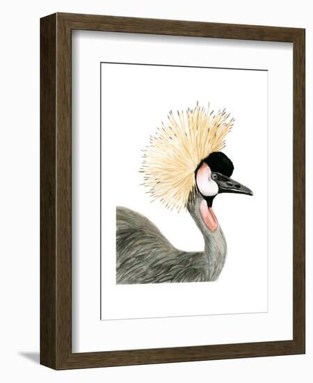 Watercolor Crested Crane-Naomi McCavitt-Framed Art Print