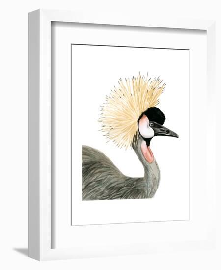 Watercolor Crested Crane-Naomi McCavitt-Framed Art Print