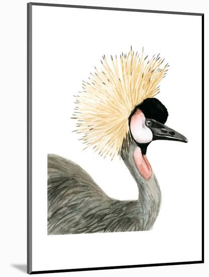 Watercolor Crested Crane-Naomi McCavitt-Mounted Art Print