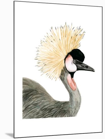 Watercolor Crested Crane-Naomi McCavitt-Mounted Art Print
