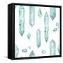 Watercolor Crystals and Gem Stones-Eisfrei-Framed Stretched Canvas