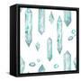 Watercolor Crystals and Gem Stones-Eisfrei-Framed Stretched Canvas