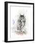 Watercolor Digital Painting of   Perching Owl-abracadabra99-Framed Photographic Print