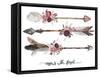 Watercolor Ethnic Boho Set of Arrows, Feathers and Flowers, Native American Tribe Decoration Print-VerisStudio-Framed Stretched Canvas