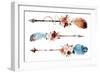 Watercolor Ethnic Boho Set of Arrows, Feathers and Flowers, Native American Tribe Decoration Print-VerisStudio-Framed Art Print