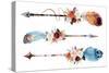Watercolor Ethnic Boho Set of Arrows, Feathers and Flowers, Native American Tribe Decoration Print-VerisStudio-Stretched Canvas