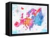 Watercolor Europe Map Pink Blue-anna42f-Framed Stretched Canvas