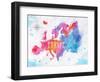 Watercolor Europe Map Pink Blue-anna42f-Framed Art Print