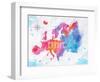 Watercolor Europe Map Pink Blue-anna42f-Framed Art Print