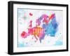 Watercolor Europe Map Pink Blue-anna42f-Framed Art Print