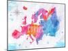 Watercolor Europe Map Pink Blue-anna42f-Mounted Art Print