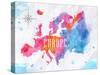 Watercolor Europe Map Pink Blue-anna42f-Stretched Canvas