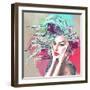 Watercolor Fashion Illustration with a Beautiful Lady with Decorative Hair-A Frants-Framed Art Print