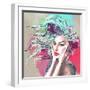 Watercolor Fashion Illustration with a Beautiful Lady with Decorative Hair-A Frants-Framed Art Print