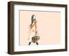 Watercolor Fashion Illustration. Woman Walking with Travel Bag in His Hand-Anna Ismagilova-Framed Art Print