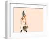 Watercolor Fashion Illustration. Woman Walking with Travel Bag in His Hand-Anna Ismagilova-Framed Art Print