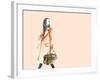 Watercolor Fashion Illustration. Woman Walking with Travel Bag in His Hand-Anna Ismagilova-Framed Art Print