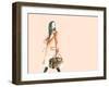 Watercolor Fashion Illustration. Woman Walking with Travel Bag in His Hand-Anna Ismagilova-Framed Art Print