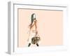 Watercolor Fashion Illustration. Woman Walking with Travel Bag in His Hand-Anna Ismagilova-Framed Art Print