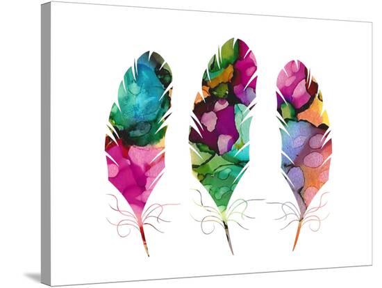 Watercolor Feathers-Lisa Nohren-Stretched Canvas