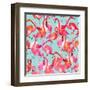 Watercolor Flamingo Seamless Pattern-Faenkova Elena-Framed Art Print