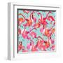 Watercolor Flamingo Seamless Pattern-Faenkova Elena-Framed Art Print