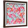 Watercolor Flamingo Seamless Pattern-Faenkova Elena-Framed Art Print