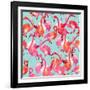 Watercolor Flamingo Seamless Pattern-Faenkova Elena-Framed Art Print