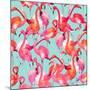 Watercolor Flamingo Seamless Pattern-Faenkova Elena-Mounted Art Print