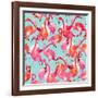 Watercolor Flamingo Seamless Pattern-Faenkova Elena-Framed Art Print