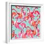 Watercolor Flamingo Seamless Pattern-Faenkova Elena-Framed Art Print